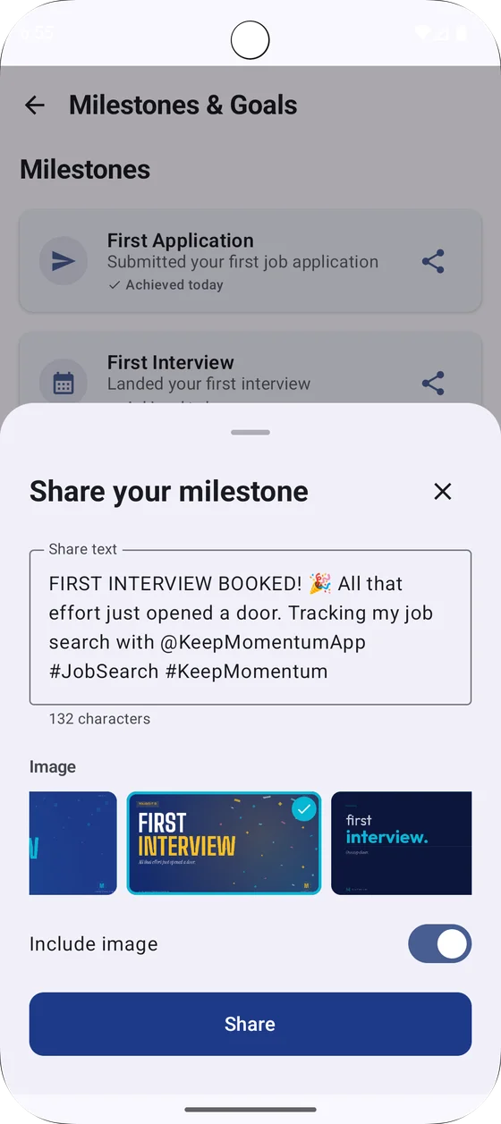 Dashboard with stats and job cards